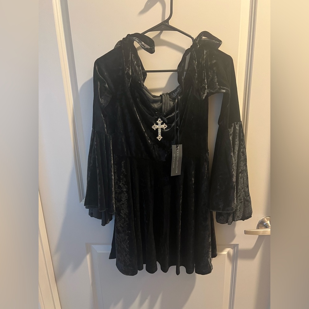 Dolls Kill Black Velvet Dress